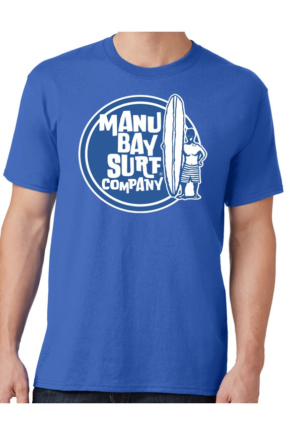 Men's Manu Bay SURFER DUDE T-shirt, Small Royal Blue