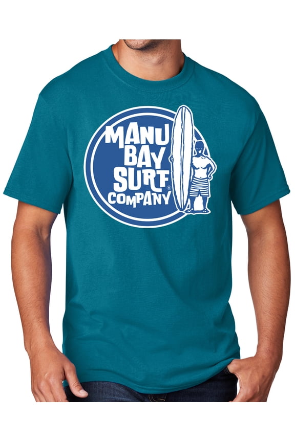 Men's Manu Bay SURFER DUDE T-shirt, XL Teal Blue