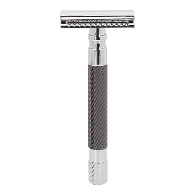 Men's Manual Shaver Old Style Diamond Texture Alloy Double Edge Safety Razor for MenBlack