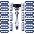 Men's Manual Shaving Razor Set, Refillable Blade Razor Kit with 6-Blade ...