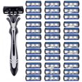 Men's Manual Shaving Razor Set, Refillable Blade Razor Kit with 6-Blade ...