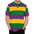 thumbnail image 1 of Men's Mardi Gras Polo Shirts Short Sleeve Collar Neck Classic Carnival Print T-Shirt Funny Striped Party Tees, 1 of 5