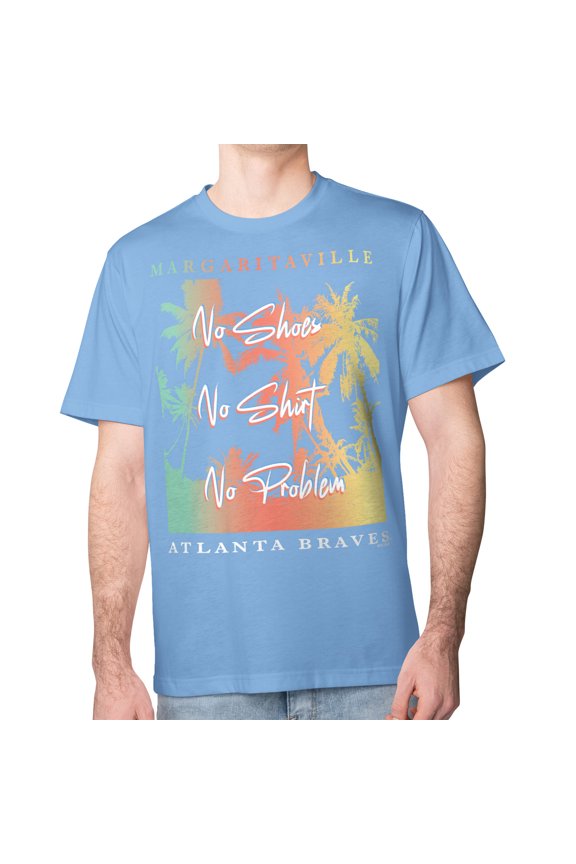 Men's Margaritaville Blue Atlanta Braves No Shirt, No Shoes, No Problem T-Shirt