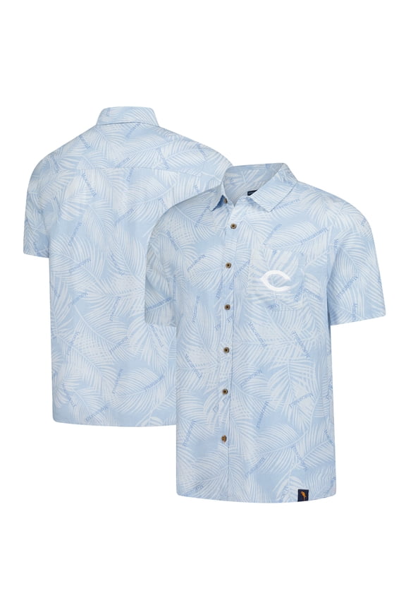 Men's Margaritaville Blue Cincinnati Reds Linen Party Button-Up Shirt