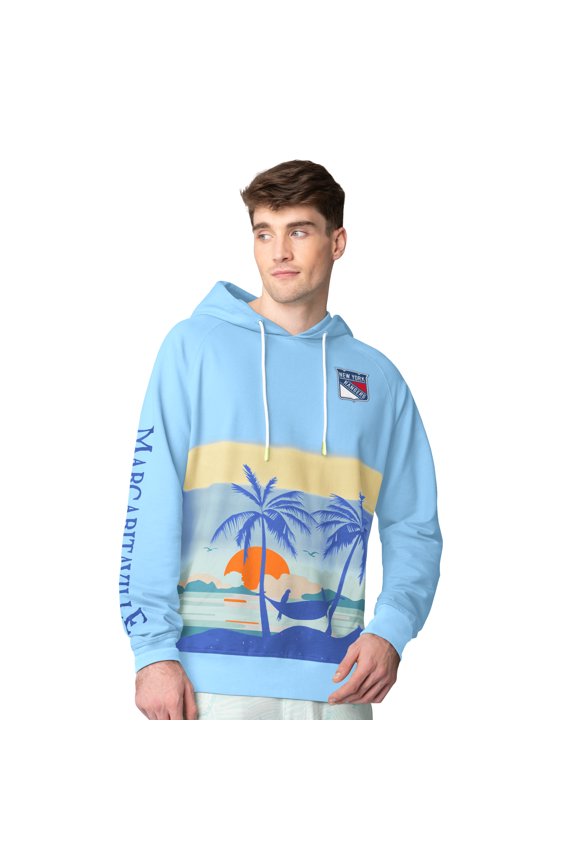 Men's Margaritaville Blue New York Rangers Island Dream Peached Pullover Hoodie