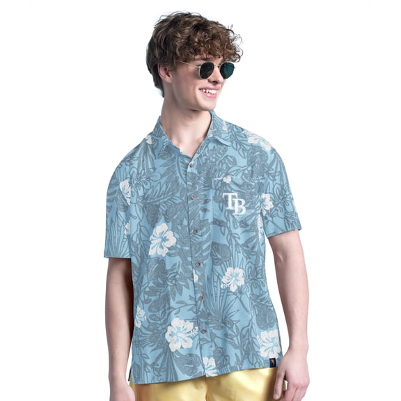 Men's Margaritaville Blue Tampa Bay Rays Palm Shade Party Button-Up Shirt