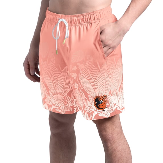 Men's-Margaritaville Coral Baltimore Orioles Lagoon Fiesta Swim Shorts
