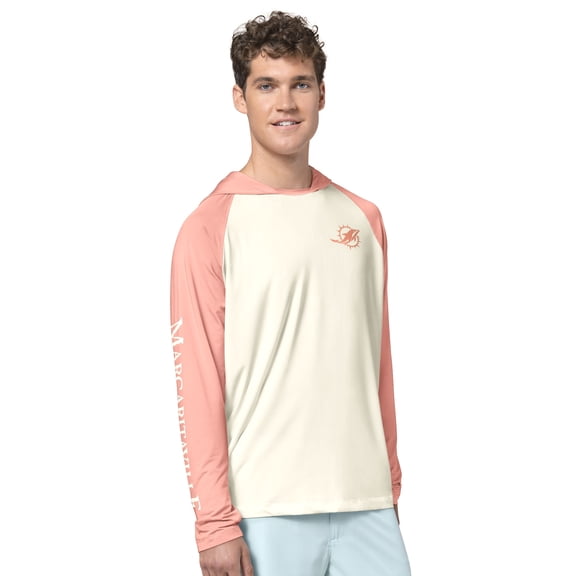 Men's Margaritaville  Cream/Amber Miami Dolphins Sand, Sea, Sunsets Long-Sleeve Rashguard Hoodie Pullover