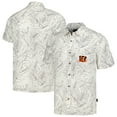thumbnail image 1 of Men's Margaritaville Cream Cincinnati Bengals Sand Washed Monstera Print Party Button-Up Shirt, 1 of 3