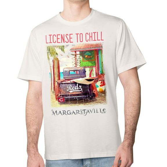 Men's Margaritaville Cream Cincinnati Reds License to Chill T-Shirt