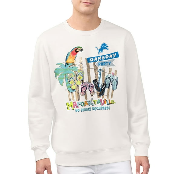 Men's Margaritaville Cream Detroit Lions Gameday Party Fleece Sweatshirt