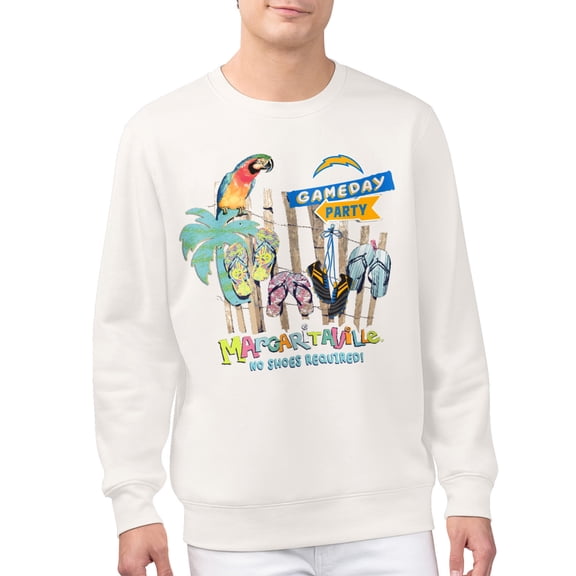 Men's Margaritaville  Cream Los Angeles Chargers Gameday Party Fleece Sweatshirt