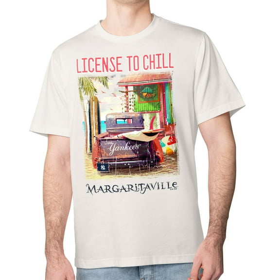 Men's Margaritaville Cream New York Yankees License to Chill T-Shirt