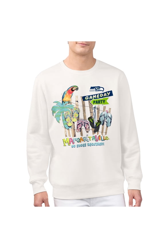Men's Margaritaville Cream Seattle Seahawks Gameday Party Fleece Sweatshirt