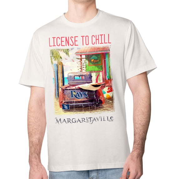 Men's Margaritaville Cream Tampa Bay Rays License to Chill T-Shirt
