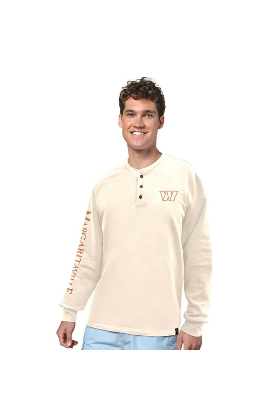 Men's Margaritaville Cream Washington Commanders Five O'Clock Henley Long Sleeve T-Shirt