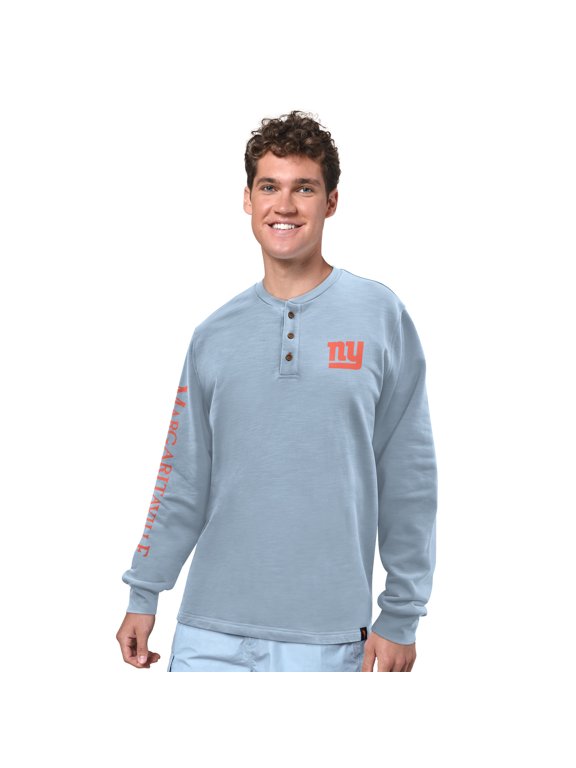 Men's Margaritaville Light Blue New York Giants Five O'Clock Henley Long Sleeve T-Shirt
