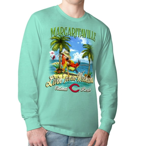 Men's Margaritaville  Mint Cincinnati Reds Livin' for the Weekend Long Sleeve T-Shirt