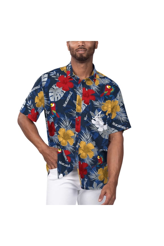 Men's Margaritaville Navy Atlanta Braves Island Life Floral Party Button-Up Shirt