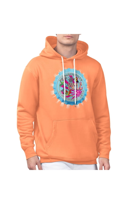 Men's Margaritaville Orange Cincinnati Reds Chill Bottle Cap Fleece Pullover Hoodie