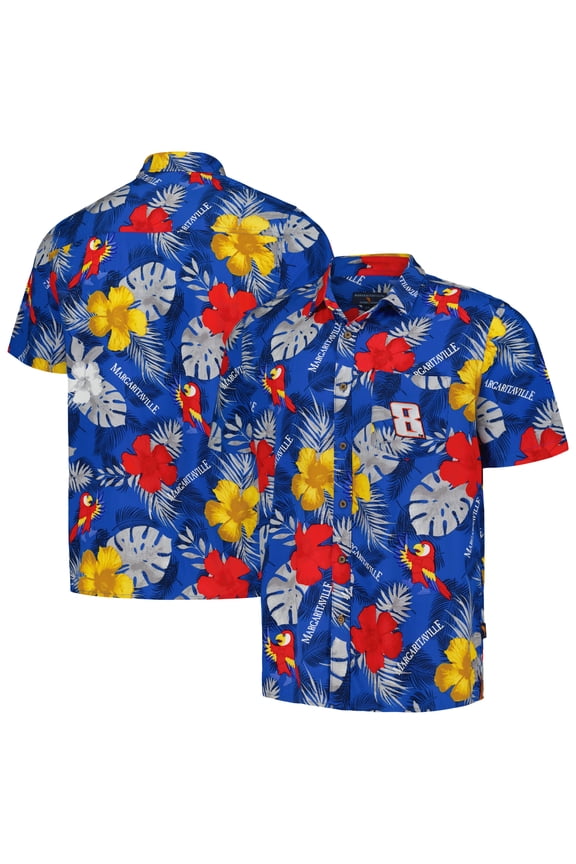 Men's Margaritaville Royal Kyle Busch Island Life Floral Party Full-Button Shirt