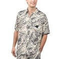 thumbnail image 1 of Men's Margaritaville Tan Carolina Panthers Sand Washed Monstera Print Party Button-Up Shirt, 1 of 2