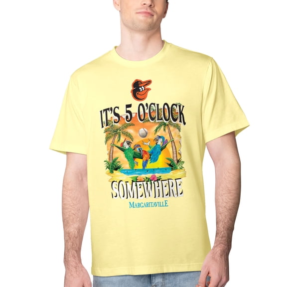 Men's Margaritaville Yellow Baltimore Orioles Five O'Clock Graphic T-Shirt