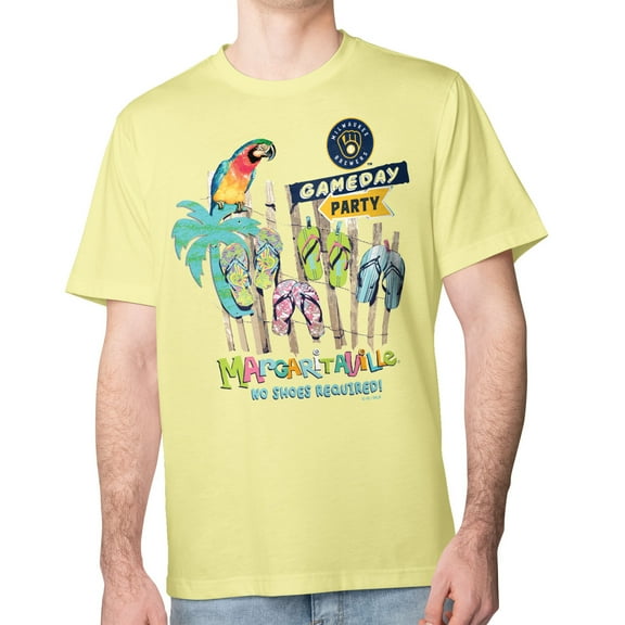 Men's Margaritaville Yellow Milwaukee Brewers Gameday Party T-Shirt