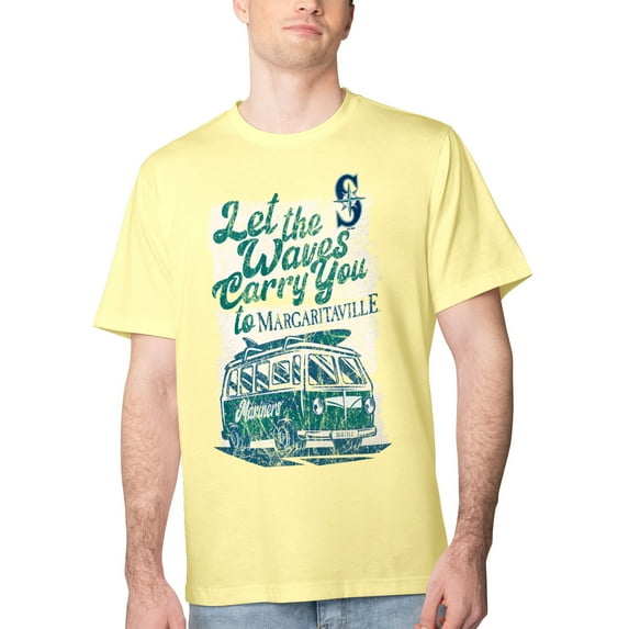 Men's Margaritaville Yellow Seattle Mariners Bus Waves Graphic T-Shirt