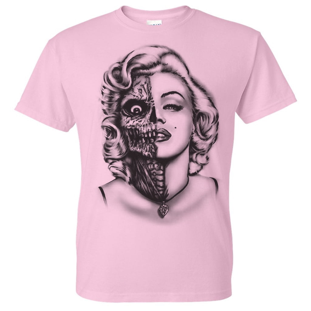 Men's Marilyn Monroe Half Skull Y123 Light Pink T-Shirt Small Light Pink - Walmart.com