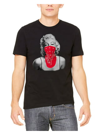 Men's Marilyn Monroe Standing Bandana Black Short Sleeve Hoodie T-Shirt  Medium Black 