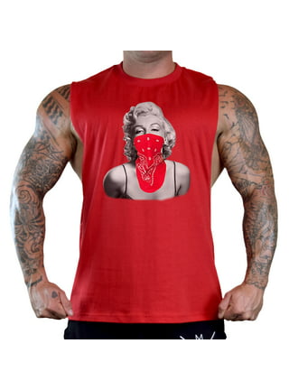 Koyotee Men's Marilyn Monroe Red Bandana KT T126 Black V-Neck T-Shirt X-Large Black, Size: XL