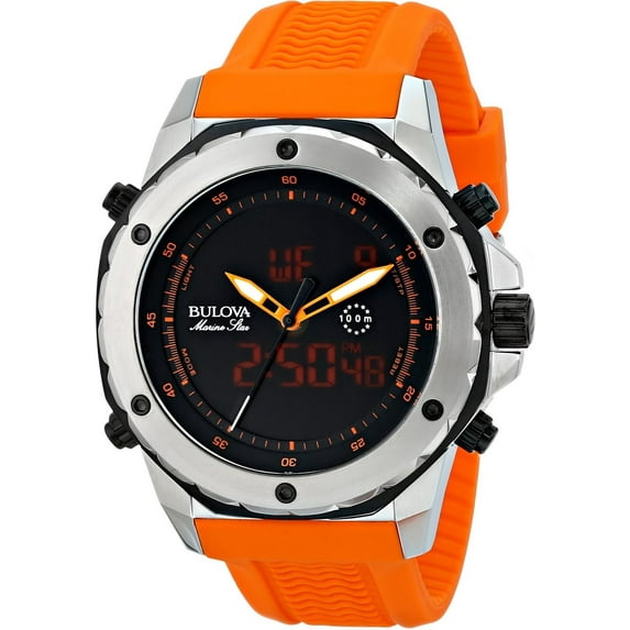 Men's Marine Star Multi-Function Orange Rubber Black Digital Dial