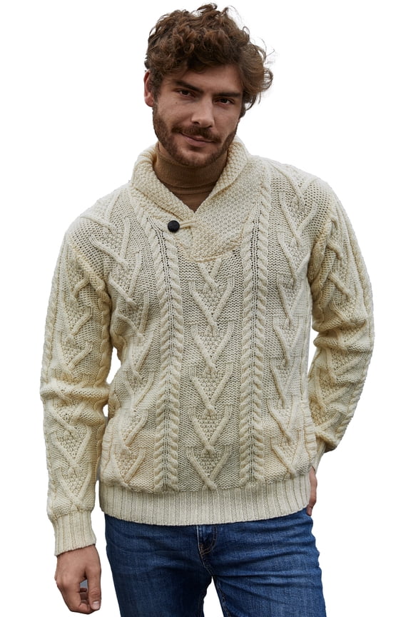 Men's Merino Wool Shawl Collar Single Button Sweater