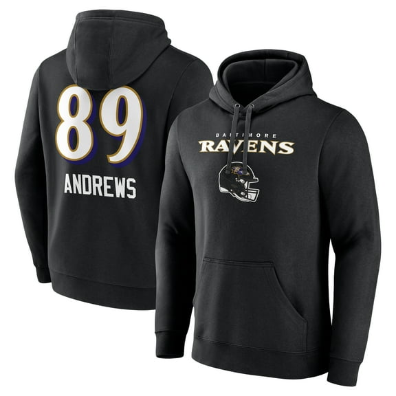 Men's Mark Andrews Black Baltimore Ravens Team Wordmark Player Name & Number Pullover Hoodie