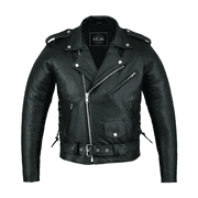 Mens Marlon Brando Leather Jacket - Classic Biker Style