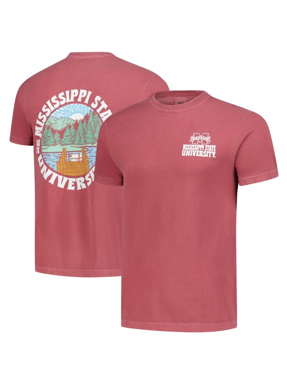 Men's Maroon Mississippi State Bulldogs Comfort Colors Thick Lined Landscape T-Shirt