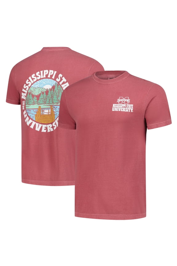 Men's Maroon Mississippi State Bulldogs Comfort Colors Thick Lined Landscape T-Shirt