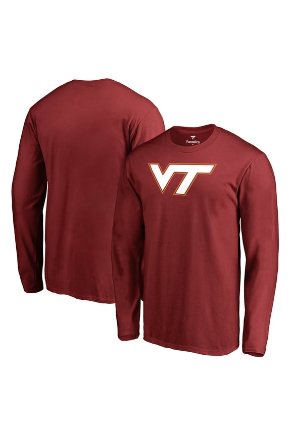 Men's Maroon Virginia Tech Hokies Primary Team Logo Long Sleeve T-Shirt