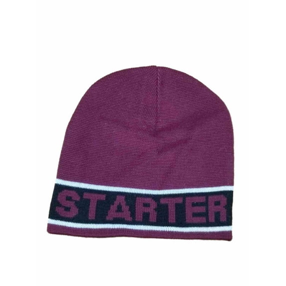 Men's Maroon With Black Stripe Winter Beanie Stocking Cap Hat