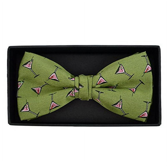 Men's Martini Glass Cocktail Print Pattern Novelty Bow Tie