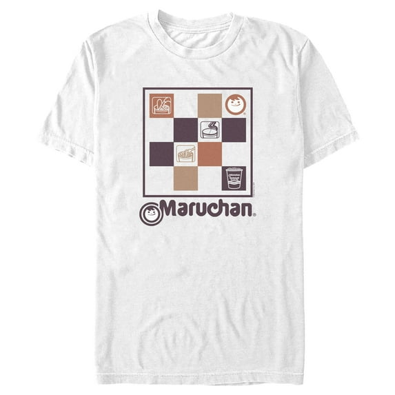 Men's Maruchan Checkered Logo Graphic Tee White Medium