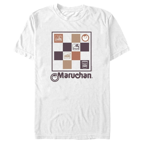 Men's Maruchan Checkered Logo  Graphic Tee White Small