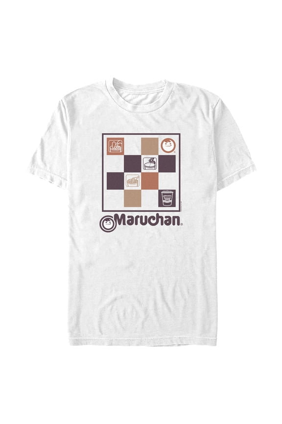 Men's Maruchan Checkered Logo  Graphic Tee White X Large