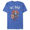 thumbnail image 1 of Men's Marvel #1 Dad Cartoon Captain America  Graphic Tee Royal Blue Heather 2X Large, 1 of 5