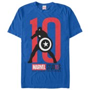 Mens Marvel 10 Anniversary Captain America Graphic Tee Royal Blue Small