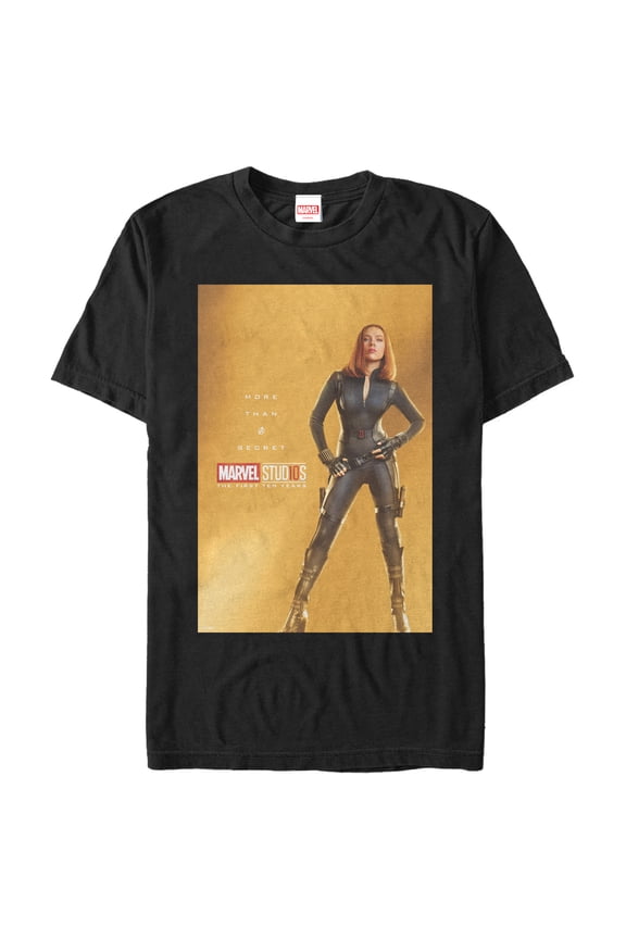 Men's Marvel 10 Years Anniversary Black Widow Graphic Tee Black 2X Large