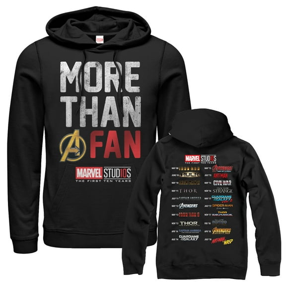 Men's Marvel 10th Anniversary More Than a Fan  Pull Over Hoodie Black 3X Large