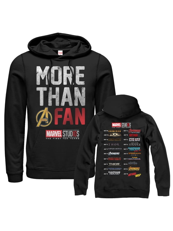 Men's Marvel 10th Anniversary More Than a Fan Pull Over Hoodie Black Large