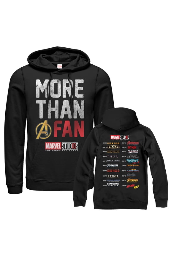 Men's Marvel 10th Anniversary More Than a Fan Pull Over Hoodie Black Large